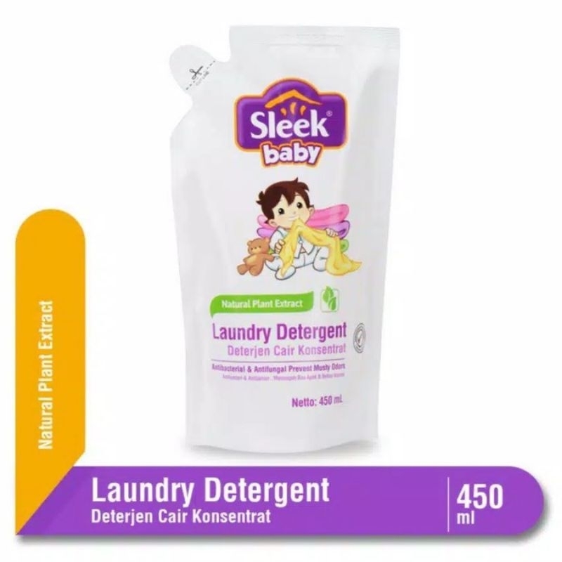 Sleek Baby Laundry Detergent Refill 450ml Sabun Cuci Baju Bayi Pembersih Pakaian Bayi