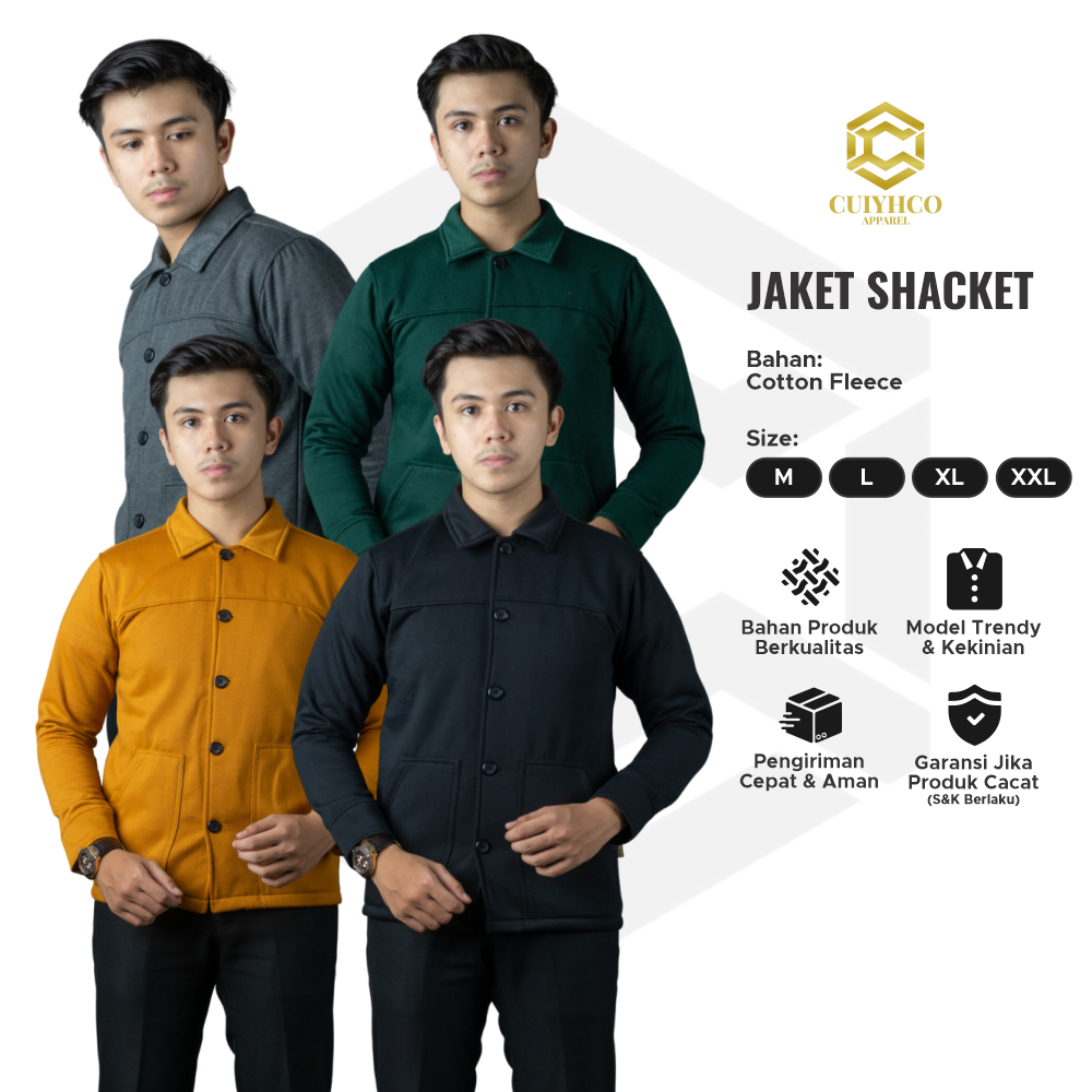 Jaket Shacket Pria Semi Kemeja Kancing Pocket Jacket Premium Tebal Terbaru Keren