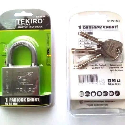 Kunci Gembok 50 mm Leher Pendek Gembok Rumah Pagar TEKIRO GT-PL1433