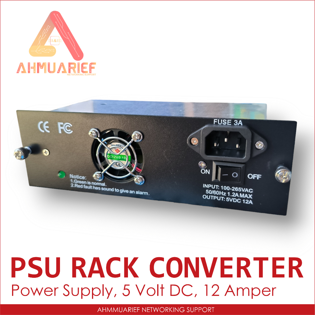 ADAPTOR POWER SUPPLY PSU UNTUK RACK CONVERTER HTB 5V 12A 5 VOLT 12 AMPER