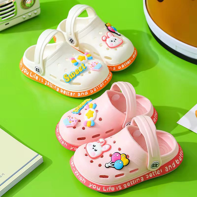 Cartoon Kid Clog Sandals for Summer Soft Sole Anti Skid Dual Purpose 5 Colors Toddler Slippers Beach Swimming Pool