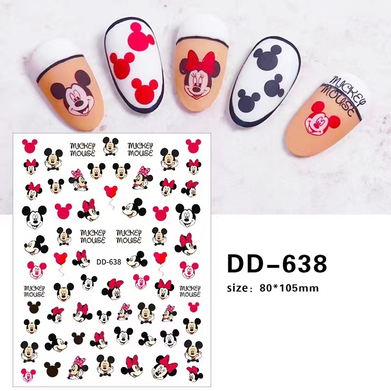 Stiker Kuku 3D Motif Mickey Mouse dan Hello Kitty/ Nail Stiker Abstrak Decal / Nail Art / MIXUE