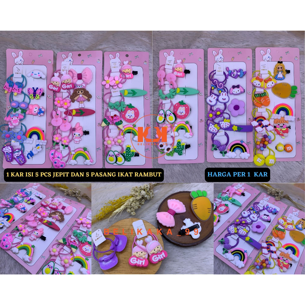 (10 PCS) JEPIT + KUNCIR RAMBUT ANAK ALA KOREA MOTIF LUCU IMPORT ISI 10 PCS / JEPIT RAMBUT KARTUN / JEPIT KUNCIR RAMBUT SET MURAH / SET JEPIT RAMBUT ANAK PEREMPUAN / JEPIT KUNCIR LUCU TERMURAH/ SET IKAT RAMBUT ANAK ALA KOREA IMPORT / JEPIT RAMBUT ANAK LUCU