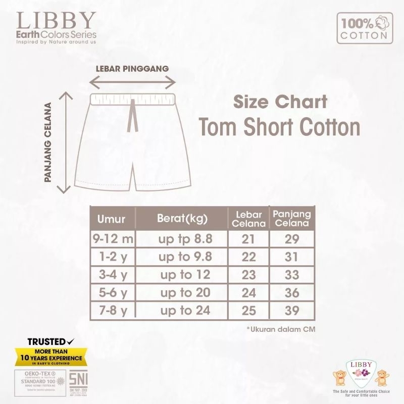 LIBBY - TOM SHORTS CELANA ANAK LIBBY - CELANA BAYI - CELANA PENDEK ANAK