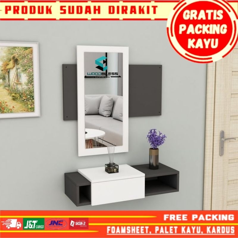 MEJA GANTUNG DINDING RIAS CERMIN KOSMETIK MODERN MINIMALIS