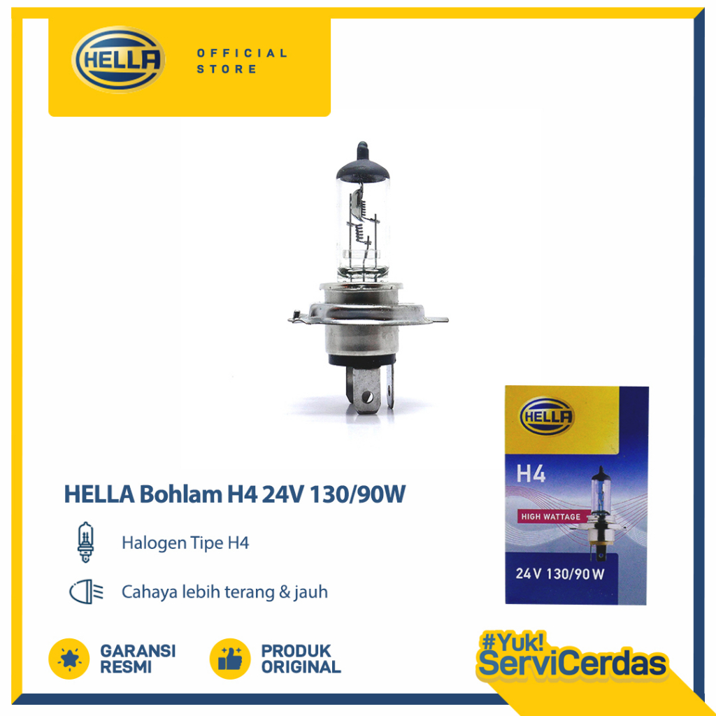 Lampu Mobil HELLA H4 24V 130/90 P43T - Bohlam Mobil