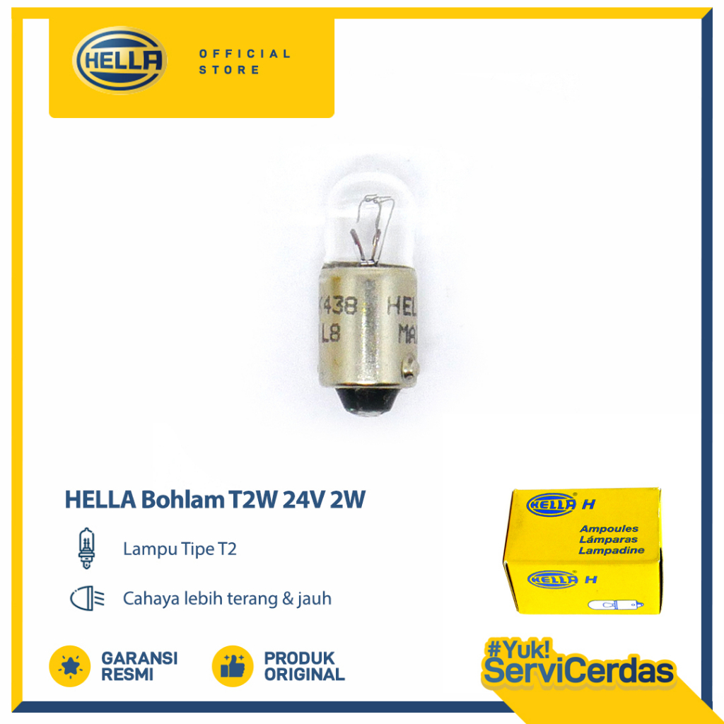Bohlam Lampu Mobil HELLA T2W 24V 2W - Lampu Senter