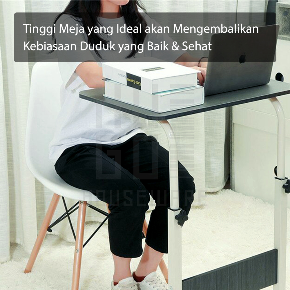 Meja Laptop Belajar Serbaguna / Meja Roda Portable Stand Tinggi HUGO