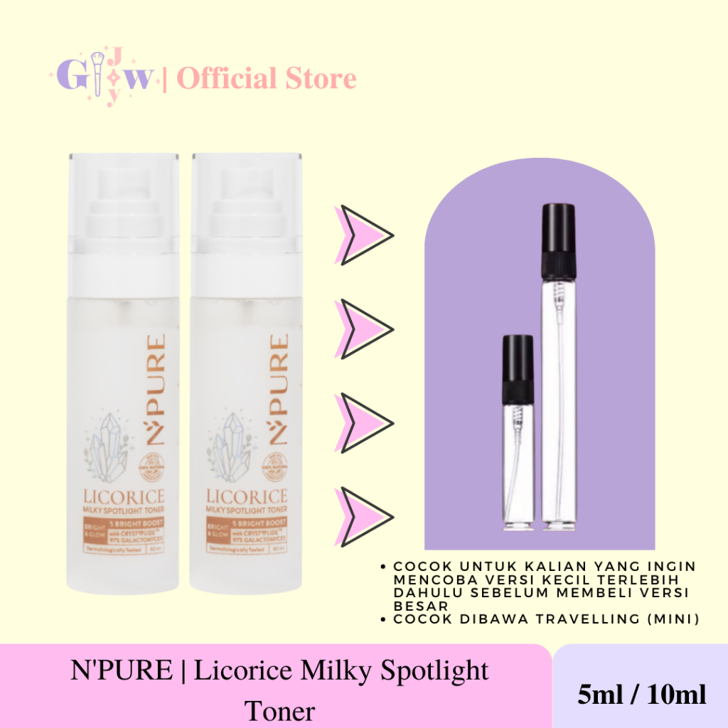 DECANT SHARE IN JAR - N'PURE licorice milky spotlight toner | spot light npure mencerahkan anti aging jerawat beruntusan bruntusan acne spot spray mengurangi minyak oily oil face skin dry kering