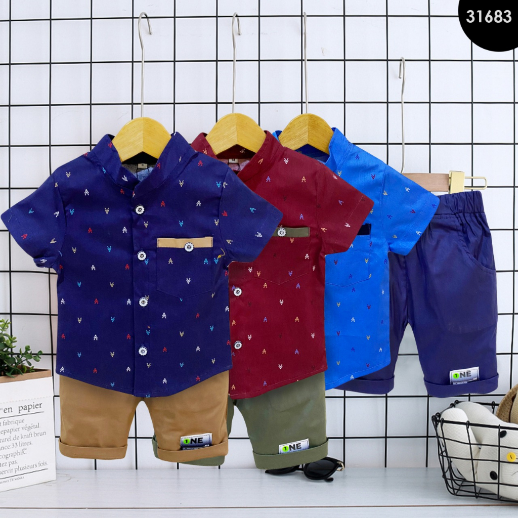 (1-4th) Baju Anak Laki-Laki Setelan Kemeja Bayi Laki-Laki Celana Bahan Stretch AISON