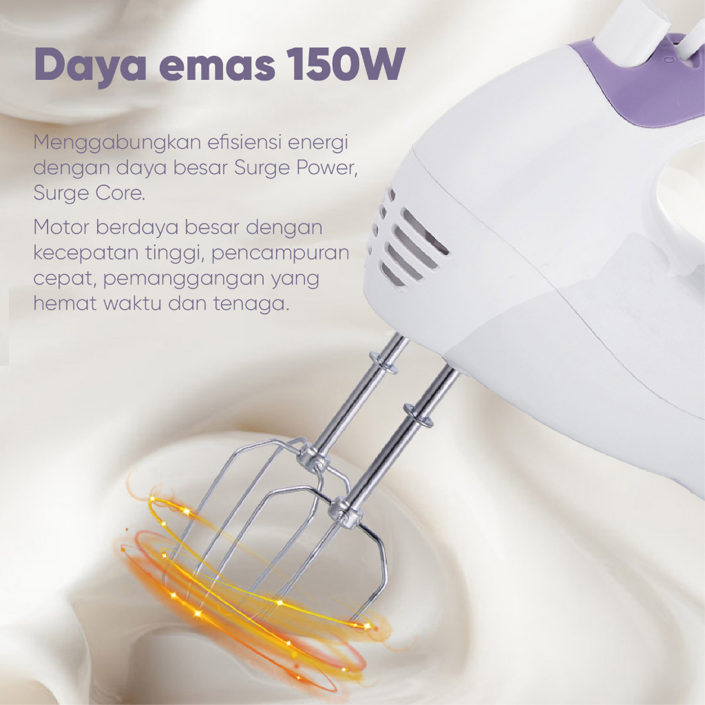 Youban HM01 Hand Mixer Tangan Pengocok Pengaduk Adonan Kue 150 Watt with two swivel heads