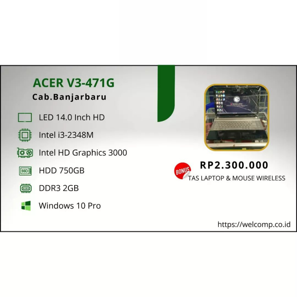 Laptop 2ND Acer V3-471G Second Bergaransi 1 Tahun