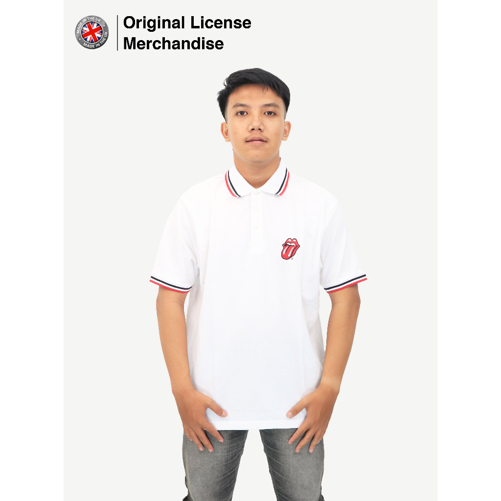 Kaos Baju Kemeja Kerah Polo Shirt Pria Wanita Katun Import Premium Band Musik ROLLING STONES  Origin