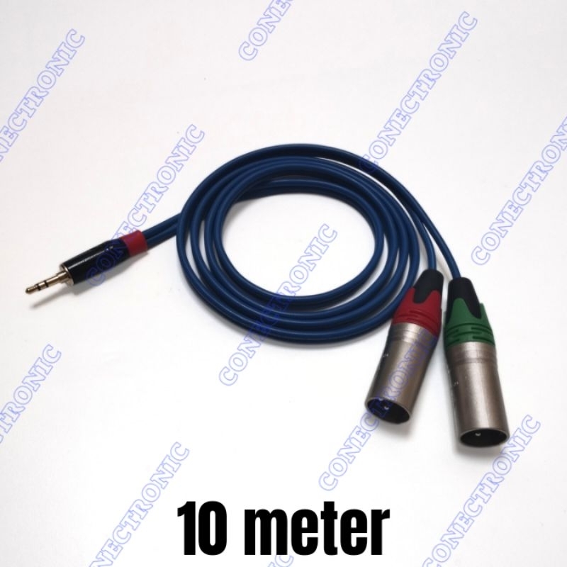 kabel audio splitter aux trs 3.5mm to 2 xlr canon male 3pin 10M