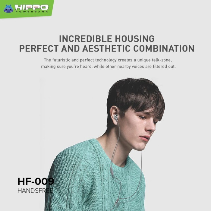 Hippo Earphone HF-009 Super Bass Jack 3.5 mm Wired Handsfree Android Original Earbuds Headset