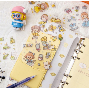 Stiker  MOMO Motif Kartun Korea Lucu Anti Air Dekorasi Handbook Scrapbook