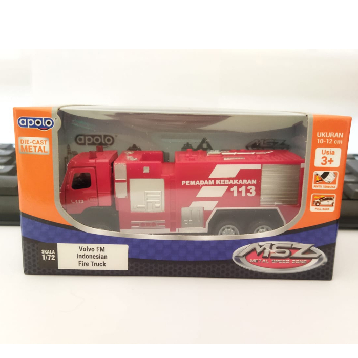 Diecast Apolo MSZ Volvo FM Indonesian Fire Truck Scale 1/72