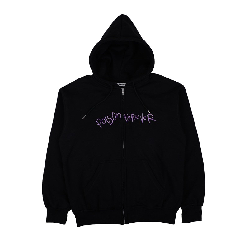 POISON FOREVER - Baby Burn Zip Hoodie Black - Heavyweight 330GSM