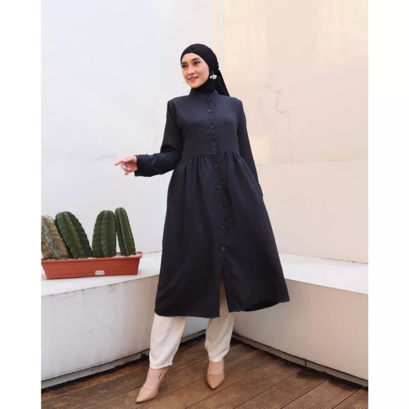 LONG TUNIK WANITA BUSUI KANCING DEPAN  SK076/801 SIZE L &amp; XL ( KATUN SHAKILA )