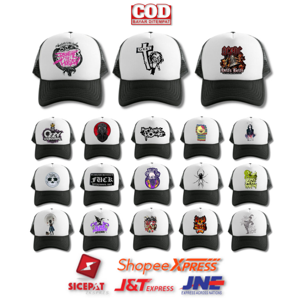 Topi Trucker / Topi Band / Topi Baseball / Trucker Hat / Topi Jaring Distro / Topi TERBARU 2023/ Topi Sablon/ Topi Custom