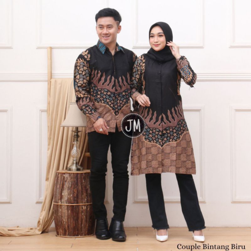 Batik Couple Modern Tunik Batik Wanita Atasan Batik Kerja Kantor Wanita