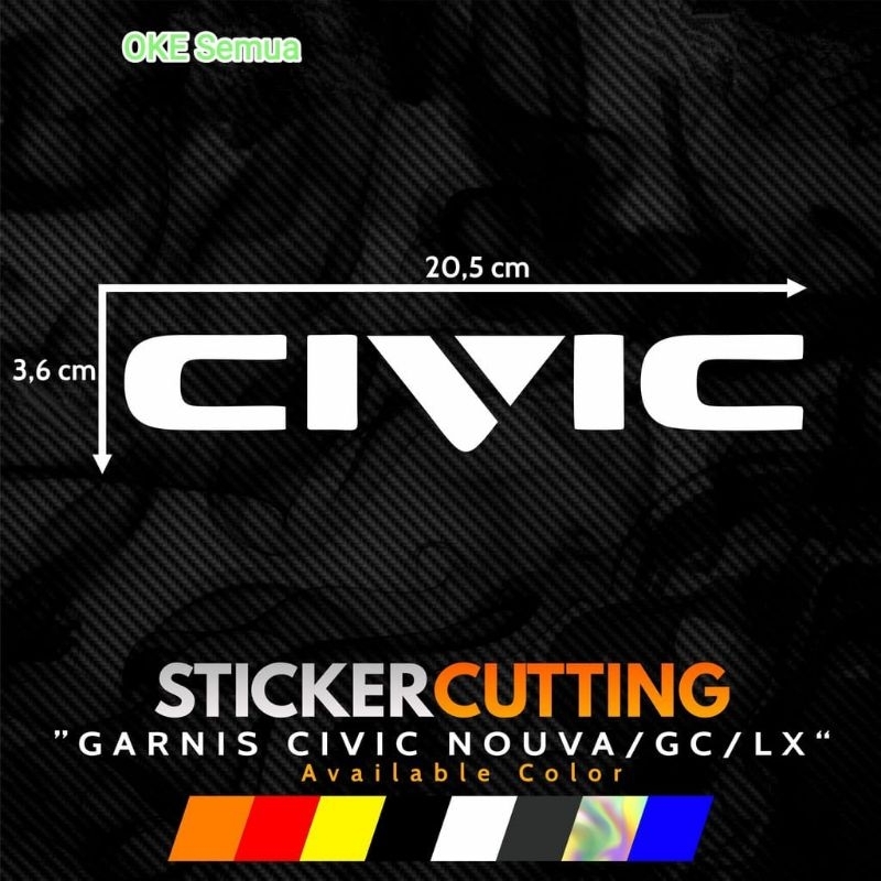 STICKER STICKER CUTTING GARNIS GARNISH LOGO HONDA CIVIC NOUVA