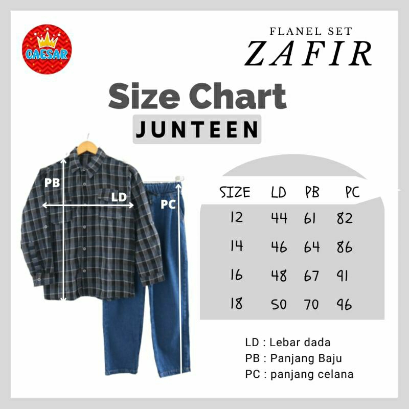 SETELAN KEMEJA FLANEL ZAFIR JR CAESA(BRP135)