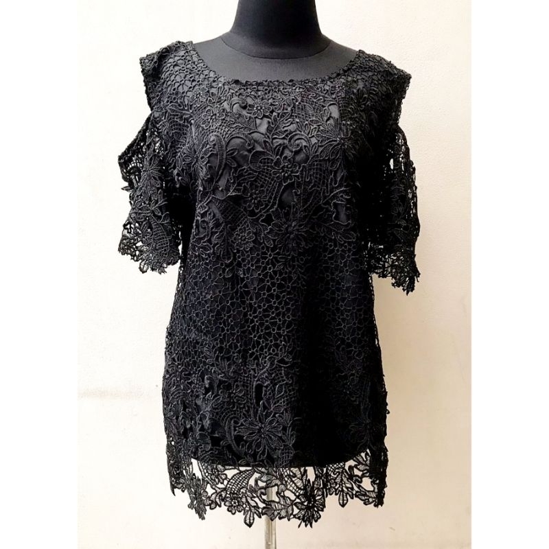 SALE EX BUTIK CUT SLEEVE FULL BROCADE TOP WOMAN - BLOUSE ATASAN WANITA BROKAT