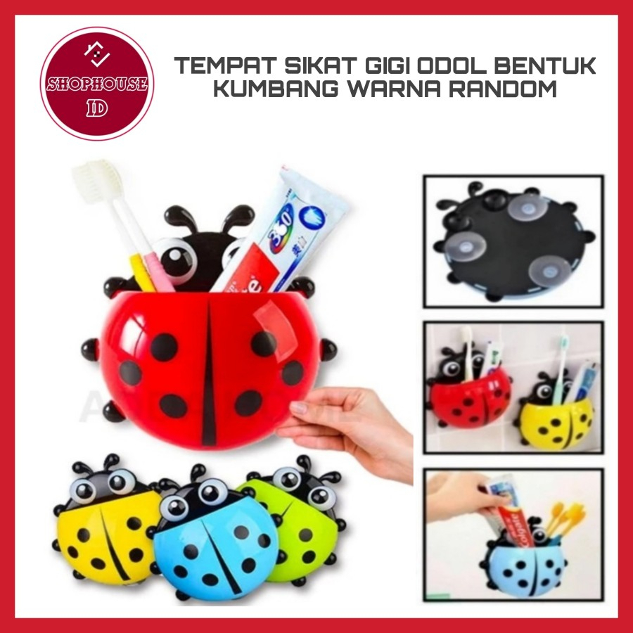 Tempat Sikat Gigi Odol Kumbang Toothbrush Holder Ladybug Tempel Kaca