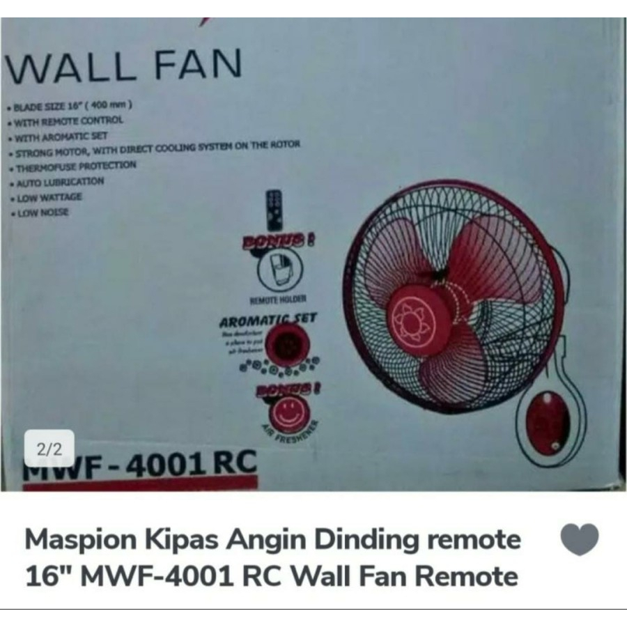 MASPION Kipas Wall Fan 16 Inch Remote - MWF 4001 RC