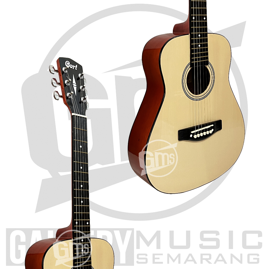 Gitar Akustik ¾  Cort Custom Tanam Besi Gitar 3/4 Cort Custom Termurah Paket Super Komplit