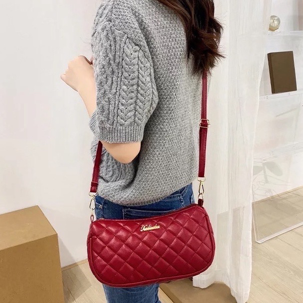 PROMO SALE 7.7 - TAS SELEMPANG WANITA IMPORT KULIT COKLAT SLOVENE TA487B7 PREMIUM SLING BAG CEWEK KOREA FASHION KEKINIAN REMAJA MURAH