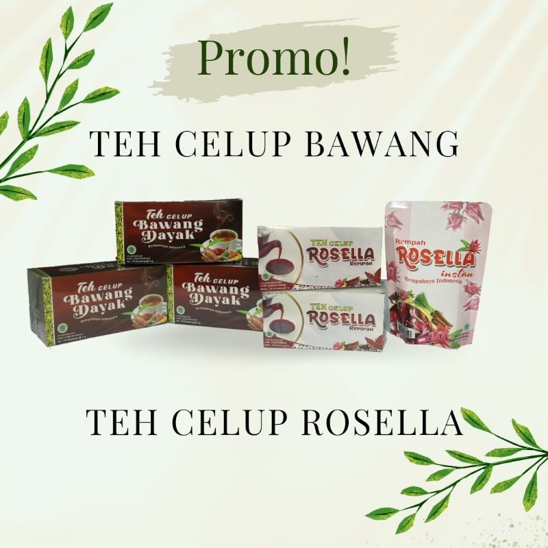 Promo Paket - Teh Celup Bawang Dayak &amp; Teh Celup Rosellia