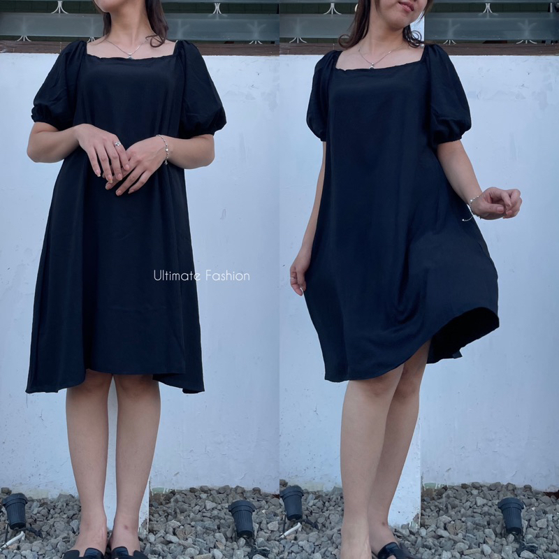 Jenny Dress Crinkle Airflow Jumbo / Long Dress Crinkle Lengan Balon Wanita Rakku 371