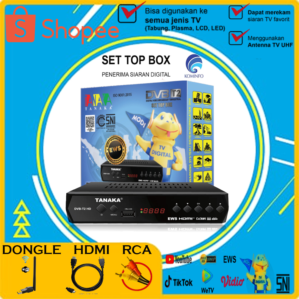 Set Top Box TV Digital DVBT2 TANAKA Body Plastik - Bisa Youtube 100% ORIGINAL Topbox Tv Digital Tana