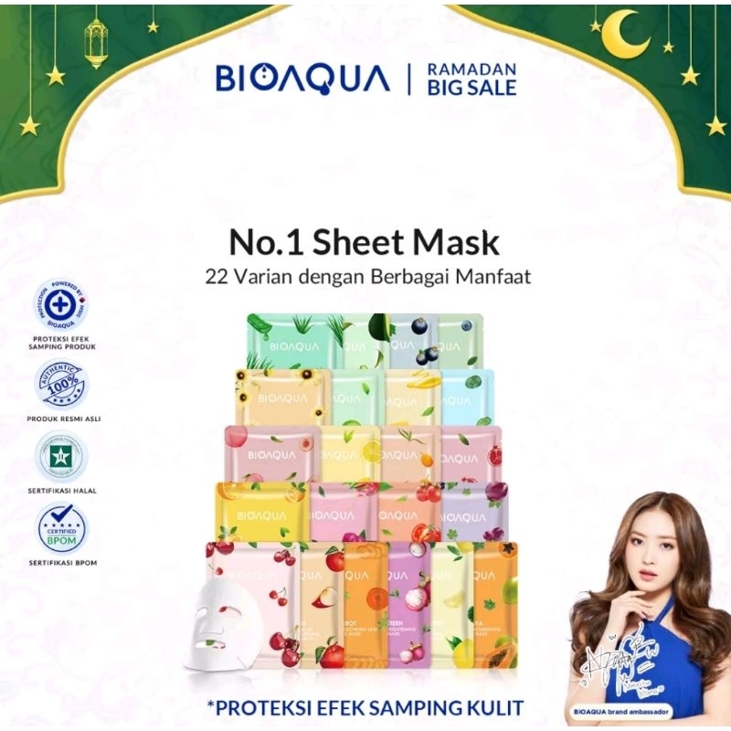Masker Wajah Bioaqua Sheet Mask BPOM Masker Wajah Topeng