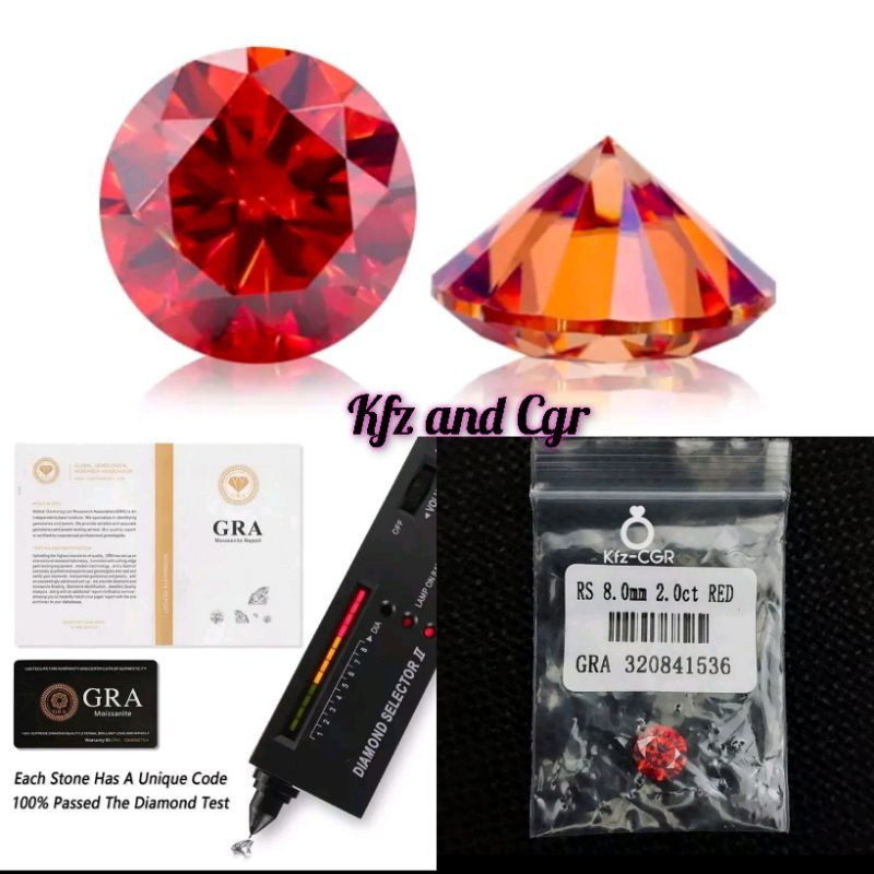 PERMATA RED MOISSANITE DIAMOND GRA SERTIFIKAT