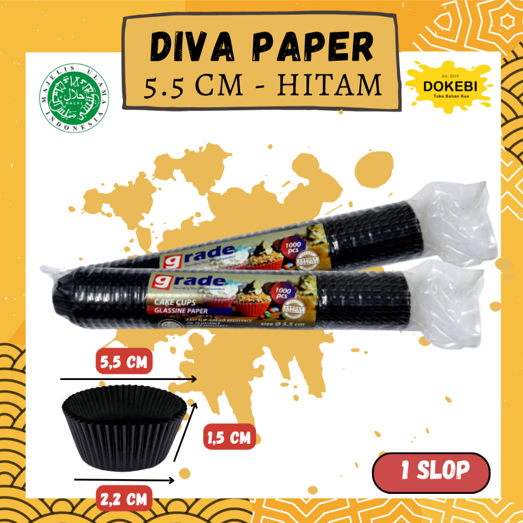 Diva paper Cake Case WARNA HITAM 5,5 cm [1 slop - 1000 pcs]/ Paper cup nastar /cup case nastar