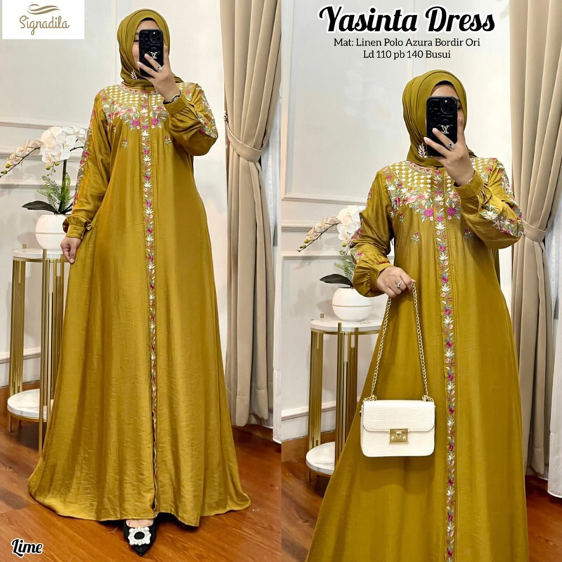 DRESS YASINTA | Mat: linen polo azura bordir ori