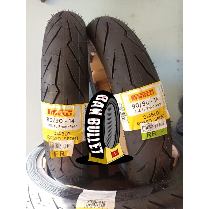 Paket ban motor Pirelli Diablo Rosso Sport R 14 uk 80/90 R 14 & 90/90R14 - Vario, beat dll