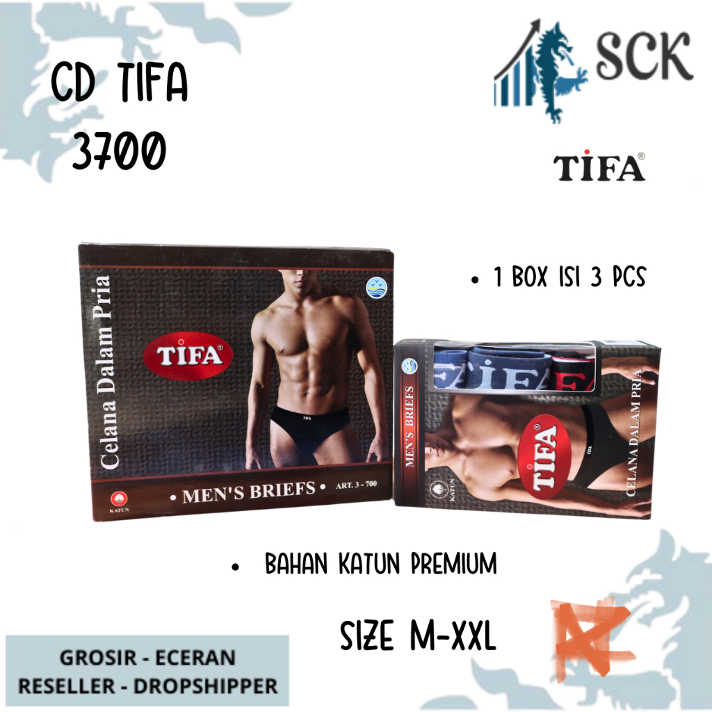 [ISI 3] CD Pria TIFA 3700 Bahan Katun Premium / Celana Dalam Pria Katun TIFA 3-700 Premium - model Sporty katun SIZE M L XL XXL - sckmenwear GROSIR