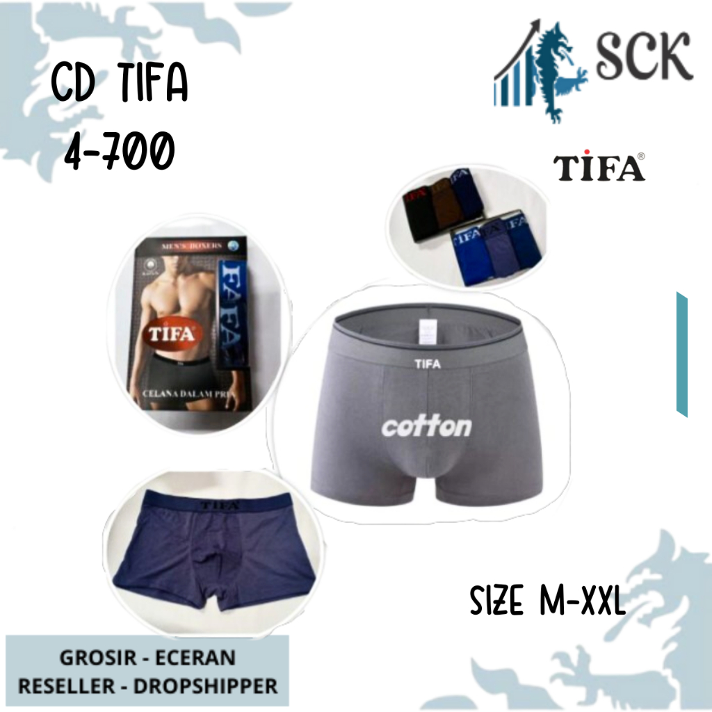 [ISI 3] CD Pria TIFA 4-700 Model BOXER Bahan Katun Premium / Celana Dalam Pria Boxer - TIFA 4-700 Premium -SCKMENWEAR