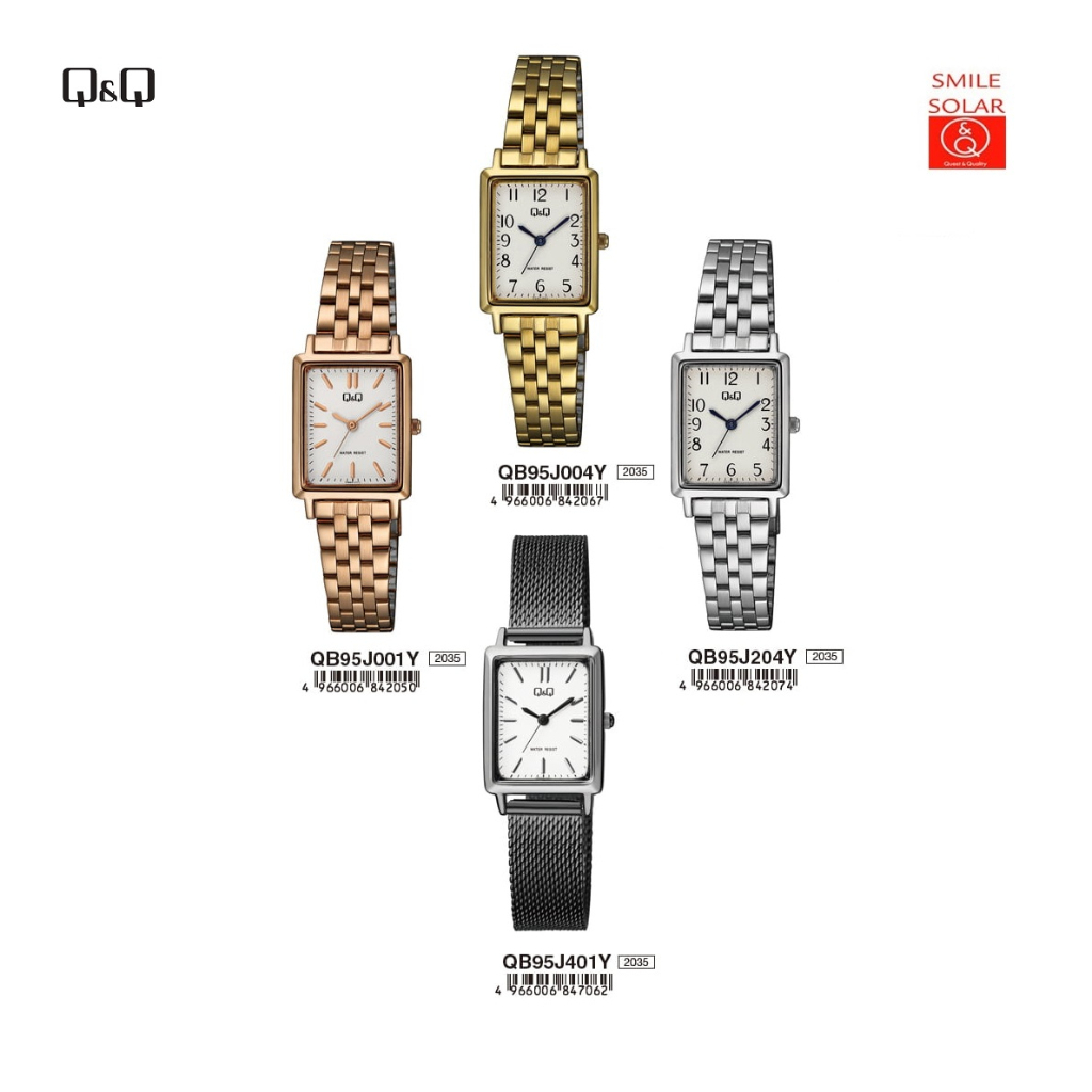 Jam Tangan Wanita Stylist Business Stainless Steel Rantai Analog Original Q&amp;Q QnQ QQ QB95 Series