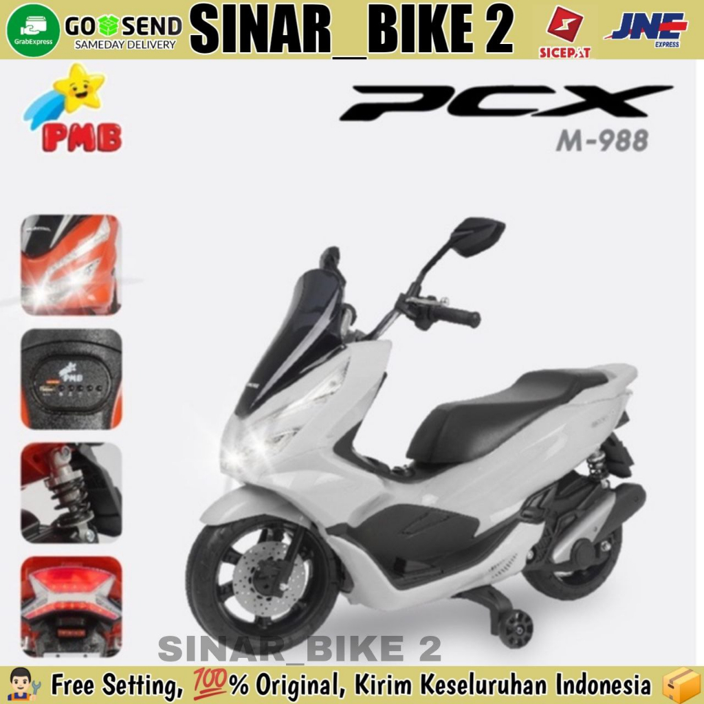 Motoran Aki PMB M 988 Honda PCX (Lisensi Resmi) Mainan Anak Dilengkapi Shockbreaker