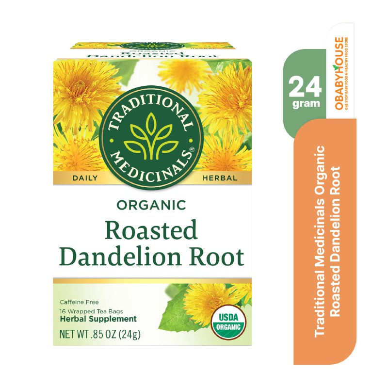 Traditional Medicinals Organic Roasted Dandelion Root, Caffeine Free, 16 Wrapped Tea Bags 24 gr