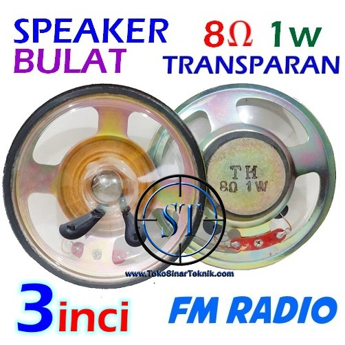 Speaker Radio Mini 8 Ohm 1W 3&quot; Inch Audio Speaker Loudspeaker Musik 8R 75mm Bulat Transparan Sound Magnet 1watt