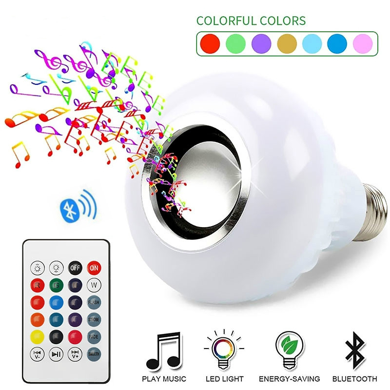 Lampu Bohlam Speaker LED Musik Bluetooth Wireless RC RGB