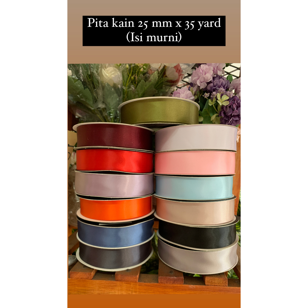 

pita saten ribbon 25 mm lebar x 35 yard ( murni) vtec