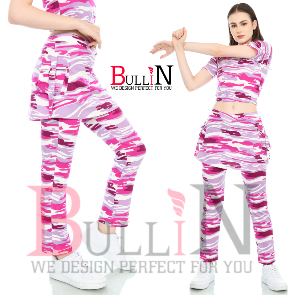 Celana senam rok kantong loreng