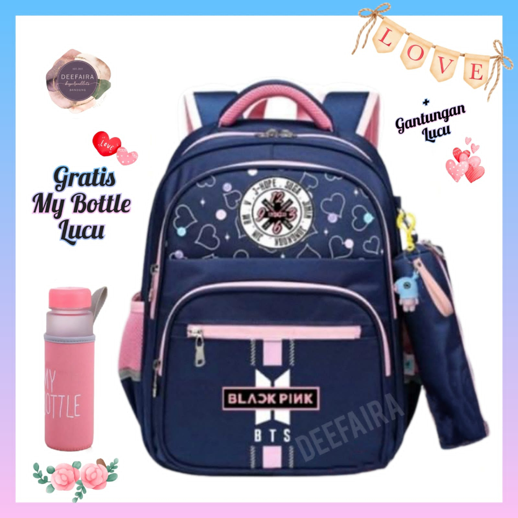 Tas Ransel Anak Perempuan Untuk Sekolah Sd Smp Sma Motif BLCP Paket Buy 1 Get 3